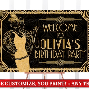 Great Gatsby party decorations - Open bar sign. Roaring 20s party  decorations, birthday party decorations, bachelorette printable party sign