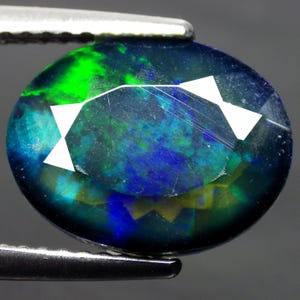 2.83 Ct Fabulous (12 x 9 mm)Facetted 3D Micro Honey Comb Welo Natural Black Opal "Promotion Offer" "Watch Video link in Description" # 38161