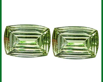 11.33 Ct Matching Pair EarRings Cushion Green Amethyst (Prasiolite) Gems "Mid Year Mega  Offer" "Watch Video link in Description"#38533