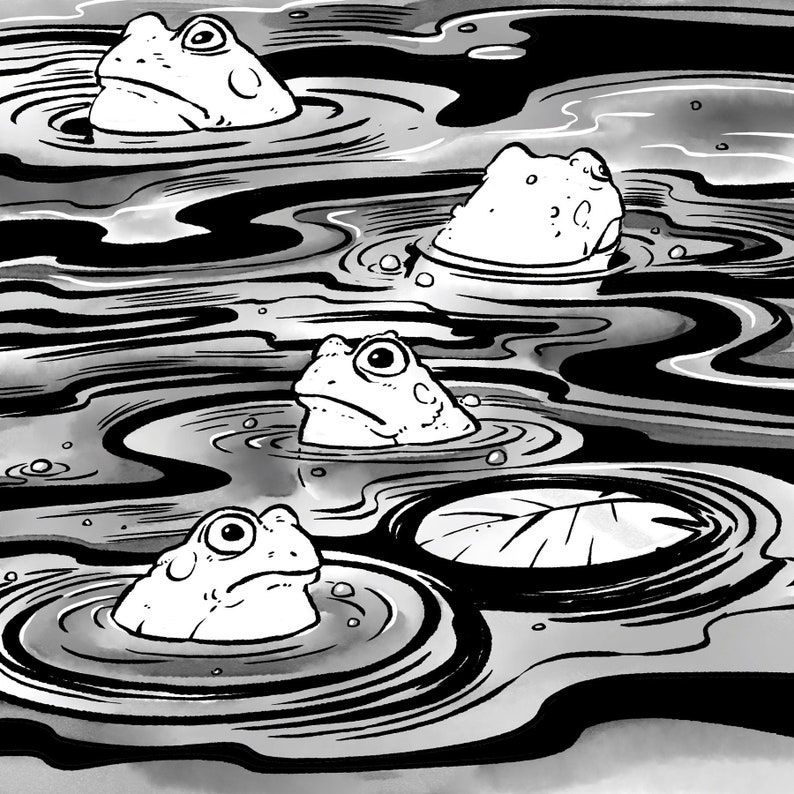 Frogs in a pond image 1