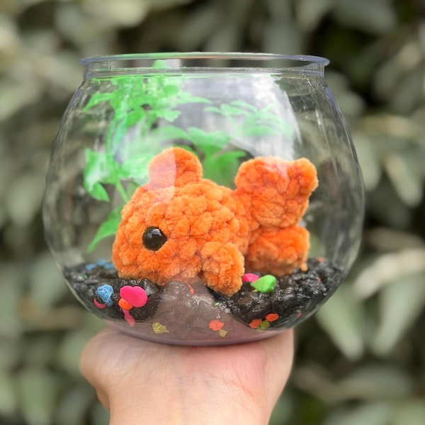 Pez dorado / Peces domésticos sin desorden ni estrés en pecera / Peces de ganchillo hechos a mano / Regalo de decoración para el hogar, la habitación, la oficina o el escritorio