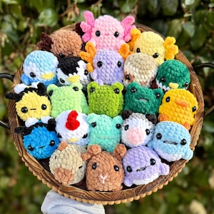 Animals Crocheted Stress Balls | Handmade Emotional Support Fidget Squishy | Axolotl Birds Bees Capybara Chick Cow Duck Frog Octopus Opossum