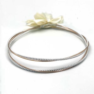Hochzeit STEFANA 925 Sterling Silber und 24K Rose vergoldet / Brautkronen / Hochzeit Tiaras / Griechisch Orthodoxe Tiaras / Twisted Crowns