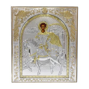 Saint Demetrius Silver Christian Orthodox Icon / Greek Orthodox / Handmade Silver Icon / Agios Dimitrios