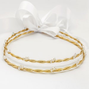 Handmade Swarovski Crystal Wedding Crowns: 24k Gold-Plated Stefana