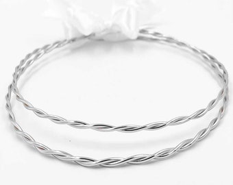Handmade Twisted Silver Wedding Stefana: Greek Orthodox Crowns