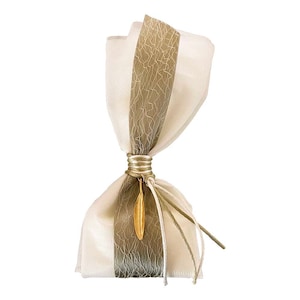 Bomboniere di nozze bomboniere di olive con foglia d'ulivo placcata oro 24K / bomboniere greche da sposa con 5 koufeta ciascuna / Regali per gli ospiti di nozze Sacchetto di tulle
