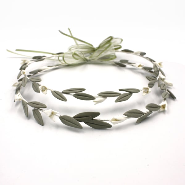 Greek STEFANA Porcelain Olive Leaves / Vintage Romantic Style / Ancient Greek Style Stephana / Handmade Bridal Crowns / Handcrafted Tiaras