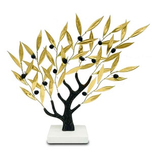 Handmade Brass Olive Tree Sculpture: Greek Art Decor