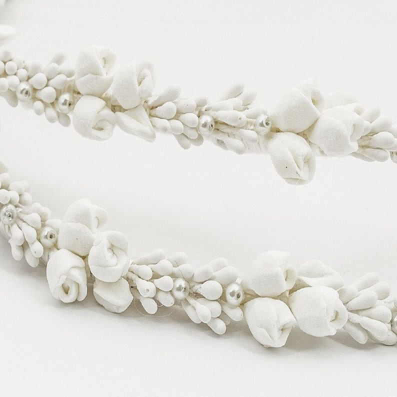 Greek STEFANA Porcelain Flowers Wedding Tiaras Bridal Crowns Greek Orthodox Ceremony Crowns Wedding Crowns Handcrafted Tiaras