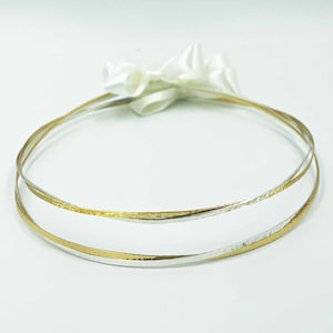 Handmade Sterling Silver Wedding Crowns: Two-Tone Hammered Stefana