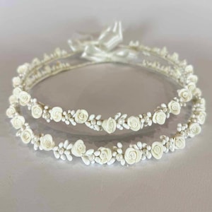 Greek Stefana: Porcelain Rose Wedding Crowns, Orthodox Ceremony