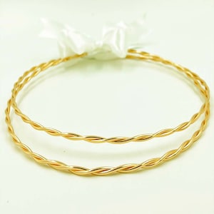 Handmade 24K Gold Plated Twisted Wedding Stefana: Greek Orthodox Crowns