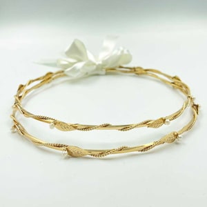 Handmade 24K Gold Olive Leaf Wedding Crowns: Greek Stefana Tiaras