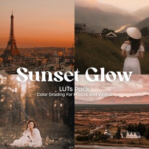 Sunset Glow LUTs - Color Grading LUTs, Video Editing Luts, Premiere Pro, Final Cut Pro, Travel Vlog, Music Video, Warm Tones, Golden Hour
