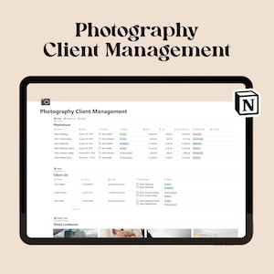 Notion template for photographer, clean and simple, freelancers notion, notion planner, client management, business , bookings in notion