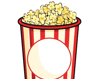 Tub of popcorn - 3 format download - vector full tub of popcorn - Digital download