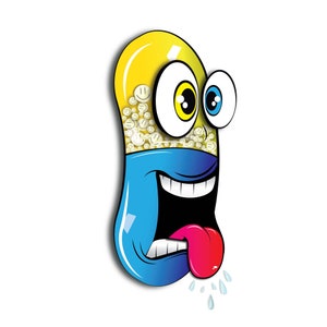 Happy Pill, Medication, Medicine Vector image, jpg, PNG, EPS, AI included.
