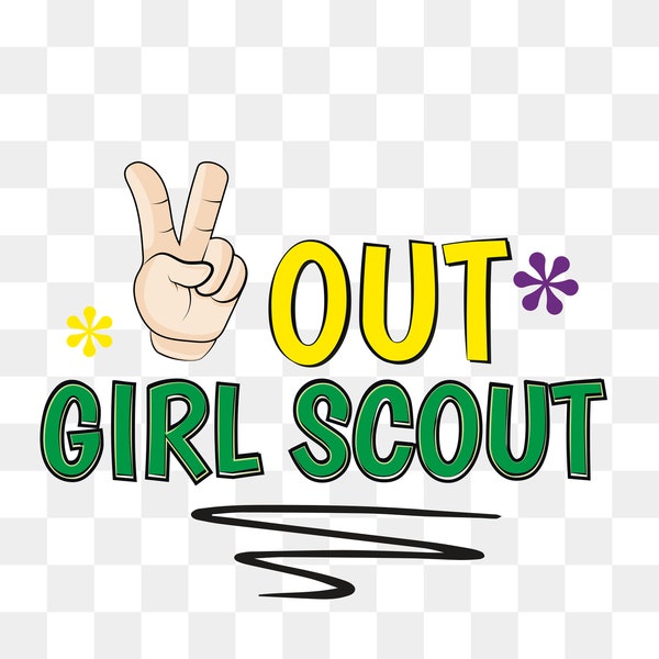 Peace out girl scout, silly phrase, vector and png, text art