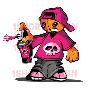 Spray painter character, tagger 3000x3000 300dpi, vector comes with 4 formats