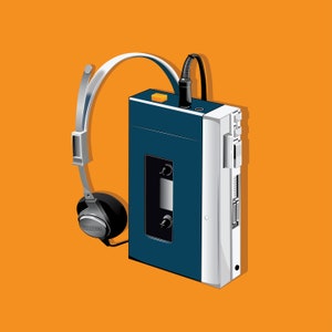 reproductor de casetes retro, GRÁFICO VECTORIAL, década de 1980, nostalgia, descarga instantánea