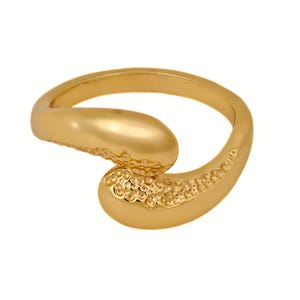 Gold Plated Hammered Brass Ring: Adjustable Minimalist Band