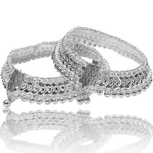 Handgemachtes versilbertes Fußkettchen Set - Royal Design (2 Stück) für Hochzeiten & Festliche Kleidung