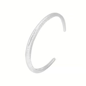 Handcrafted Sterling Silver Plain Textured Cuff Bangle Bracelet | Elegant Artisan Silver Plated Statement Jewelry Gift for Women