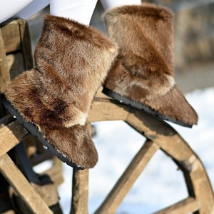 Warmste winterbontlaarzen voor dames, laarzen van echt otterbont, mukluks, eskimolaarzen, cadeau vriendin