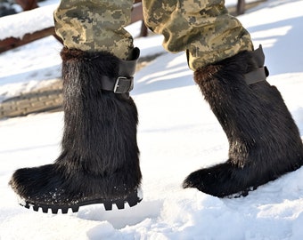 Long fur men winter boots Mukluk Viking Boots