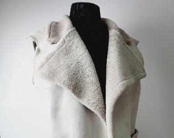 Taglia L Gilet in vera pelliccia di mouton italiano da donna Gilet melange