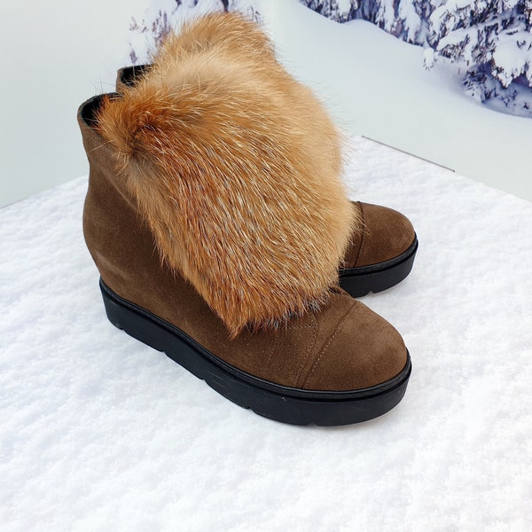 brown platform ankle boots