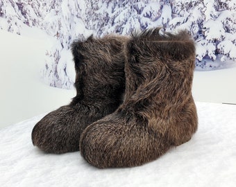 Kids winter fur boots Children mukluks Toddler goat fur boots