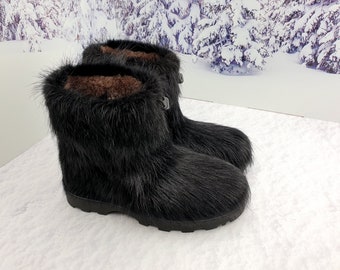 Waterproof Black snow boots for men, viking boots, Eskimo mukluk boots