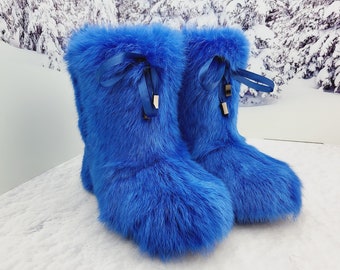 Real Rabbit fur ankle boots for women, different colour rabbit fur winter boots