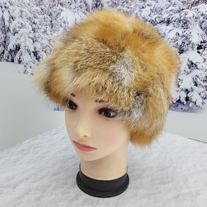 Helle echte rote Fuchs Pelz Frauen Wintermütze Echtpelz Schnee Hut