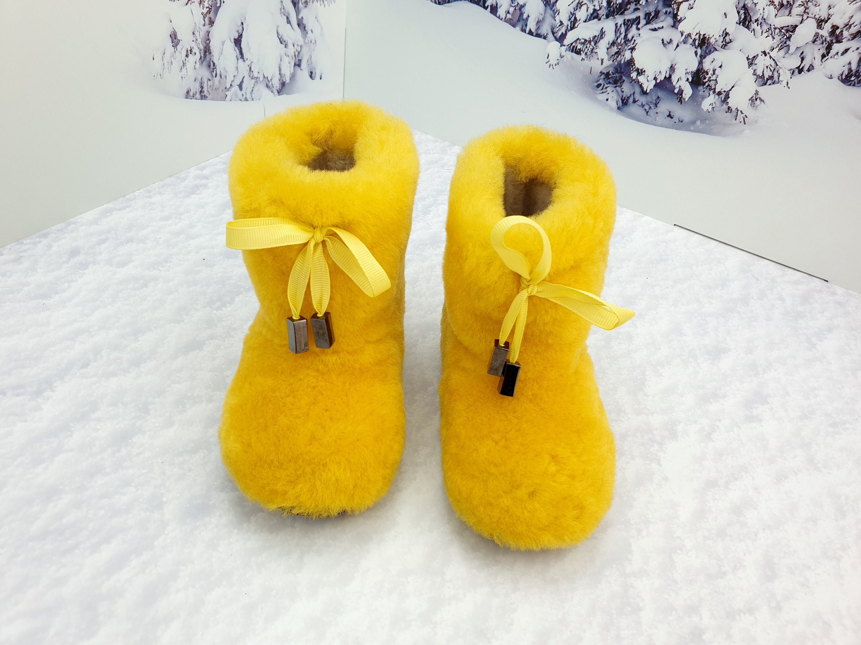 Girl s Yellow Sheep Fur Winter Toddler Boots Snow Boots Kids