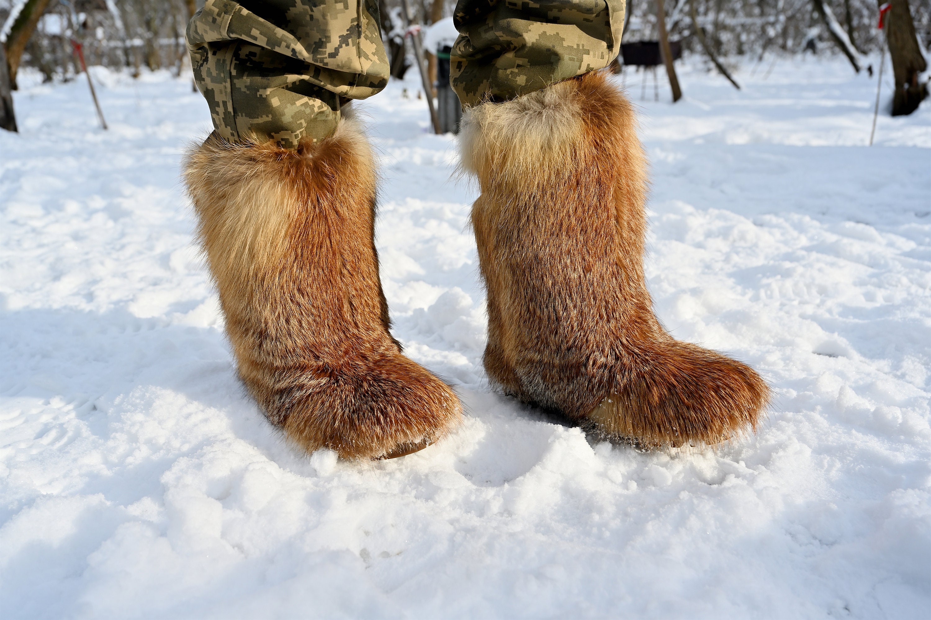 Long Fur Men Winter Boots Mukluk Viking Boots 
