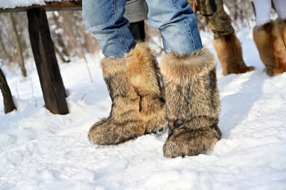 Coyote Fur Boots for Men, Mukluks,viking Boots, Yeti Boots, Furry Snow  Boots, Winter Boots, Eskimo Mukluk Boots LITVIN 