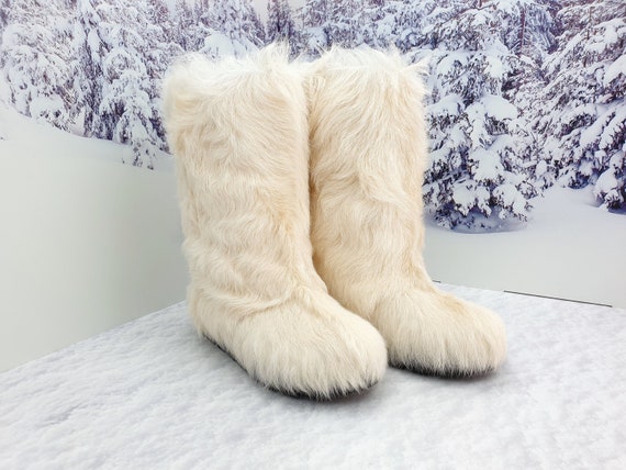 Women's Genuine Leather Brown & White Mukluk Winter Boots