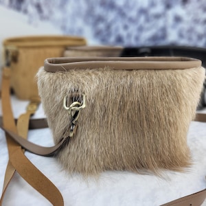 Real nutria fur bag Crossbody bag Genuine leather purse