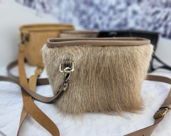 Real nutria fur bag Crossbody bag Genuine leather purse