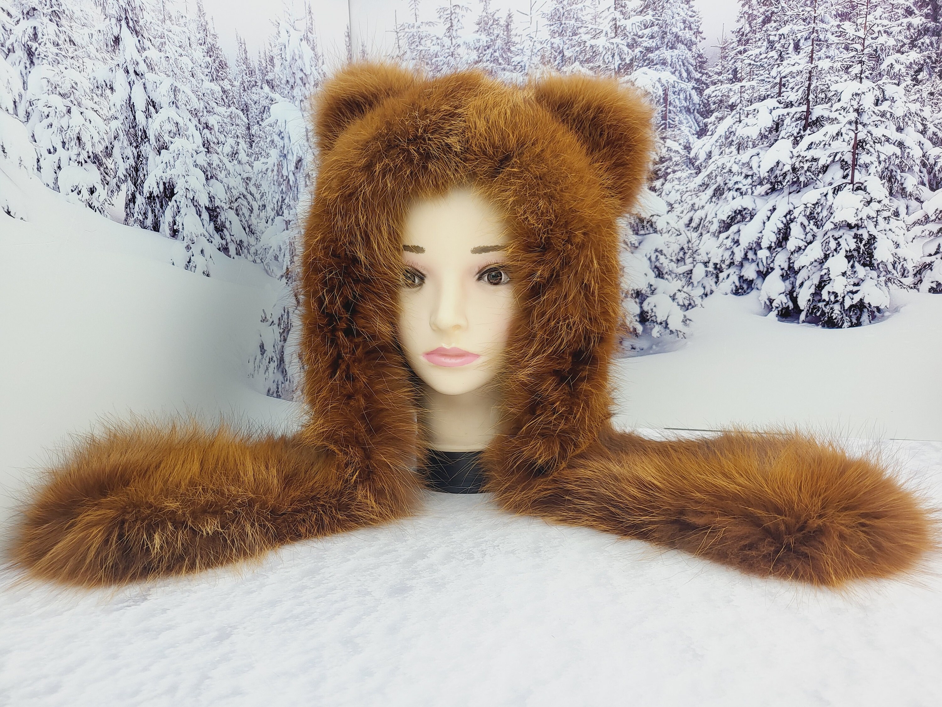 Real Red Fox Fur Hood Unisex Winter Hat Trapper Hat - Etsy
