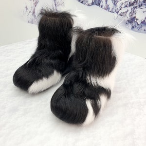 Girls winter fur boots Children mukluks Toddler goat fur boots