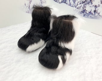 Kids winter fur boots Children mukluks Toddler goat fur boots