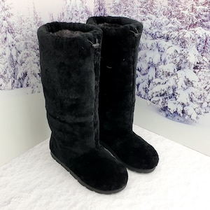 Schapenvacht Winter lange laarzen voor dames, snowboots Elizabeth, harige laarzen, kleurlaarzen, mukluks, Eskimolaarzen