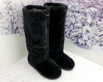 Sheepskin Winter long boots for women, snow boots Elizabeth, furry boots, color boots, mukluks, Eskimo boots