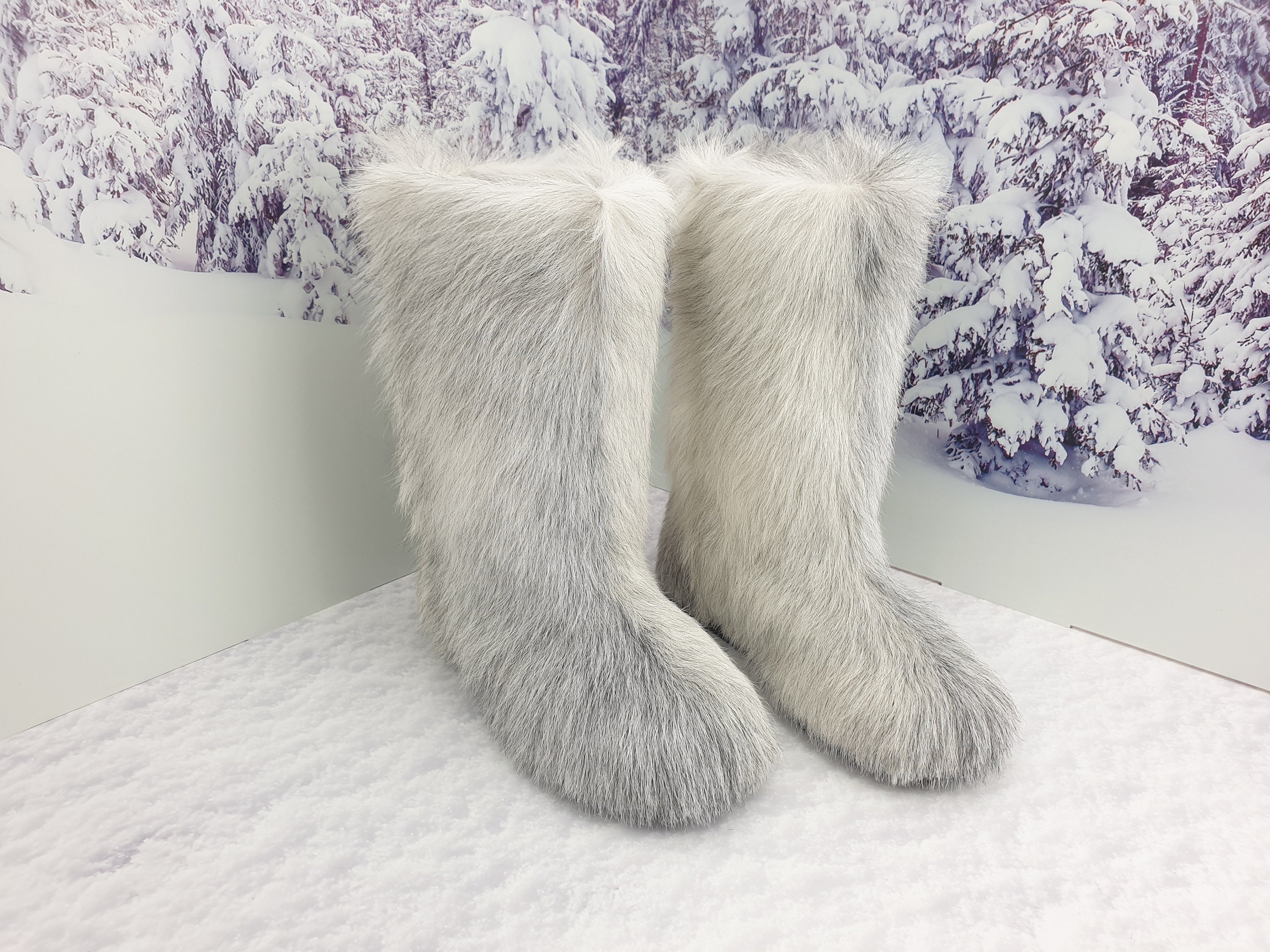 Gray fur boots for women Eskimo boots snow furry mukluks Etsy