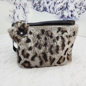 Animal print fur bag Crossbody bag Genuine leather purse