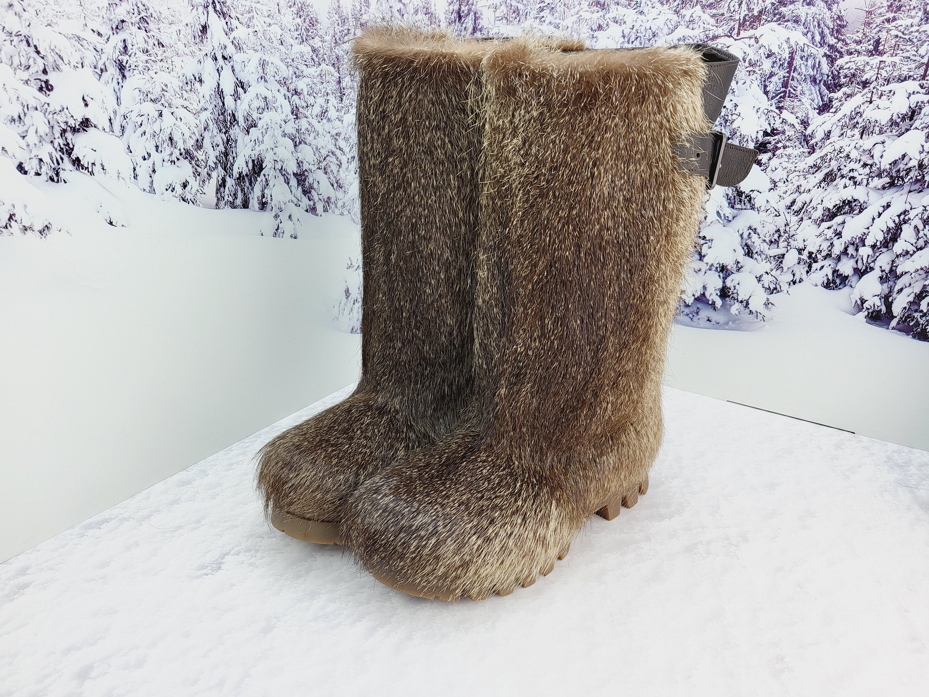 CLEARANCE Goat fur boots for women Size 10 winter boots Yeti